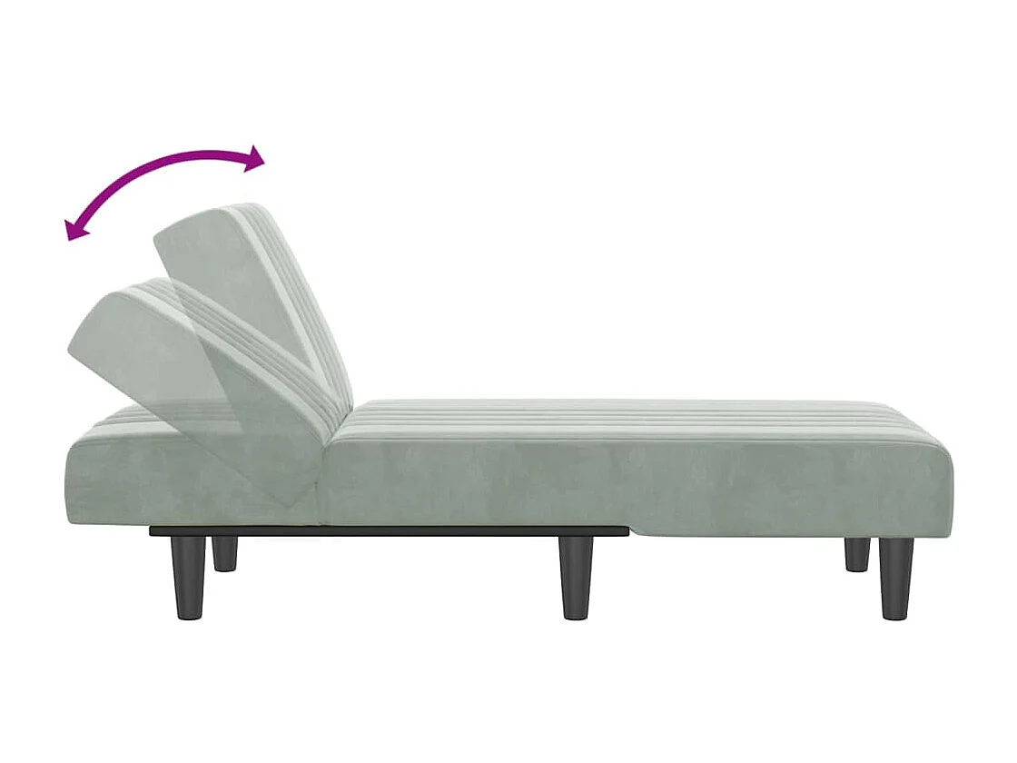 Chaise longue gris clair velours