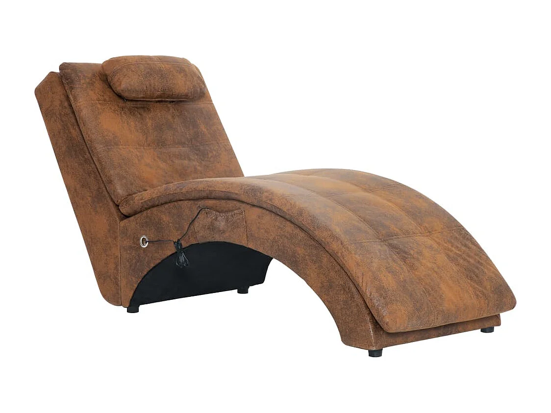 Chaise longue de massage avec oreiller Marron Similicuir daim
