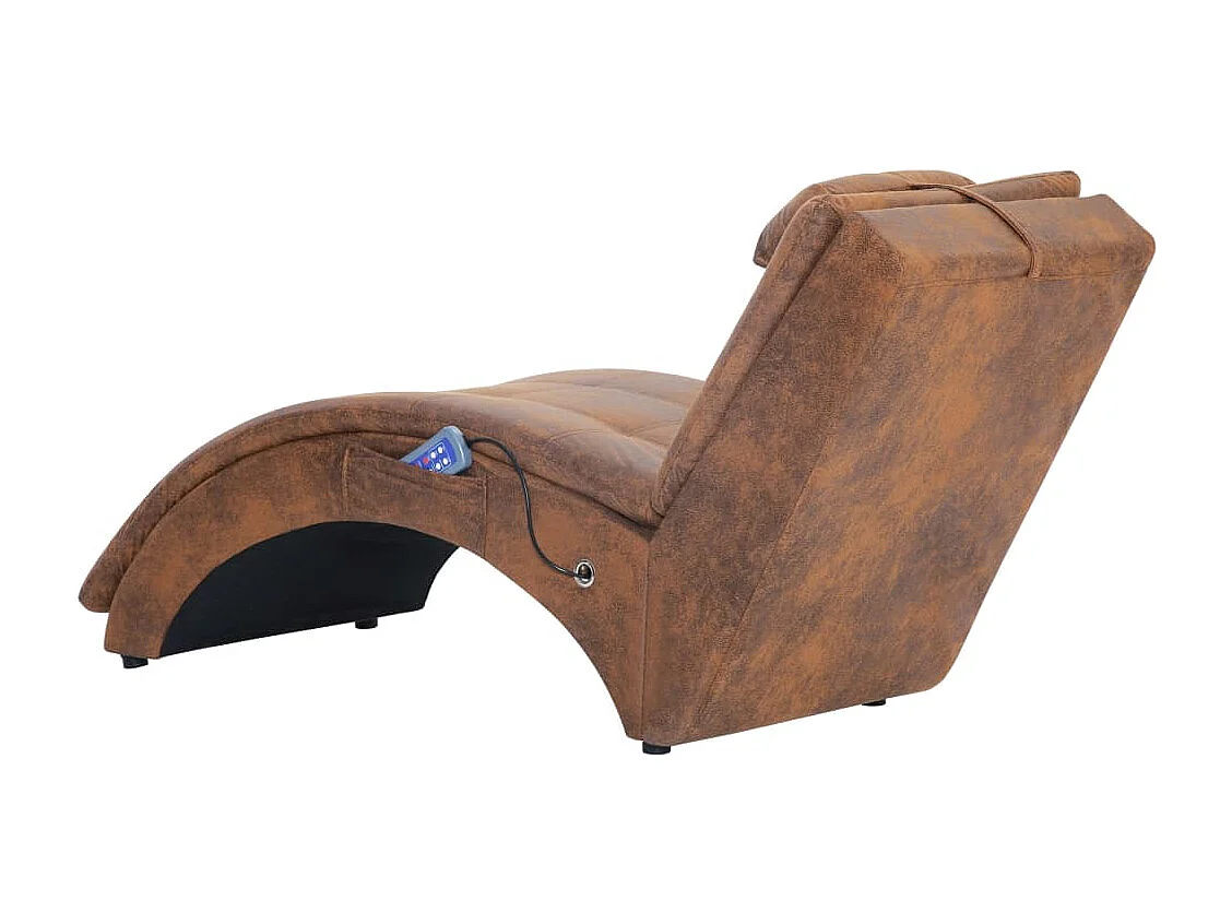 Chaise longue de massage avec oreiller Marron Similicuir daim