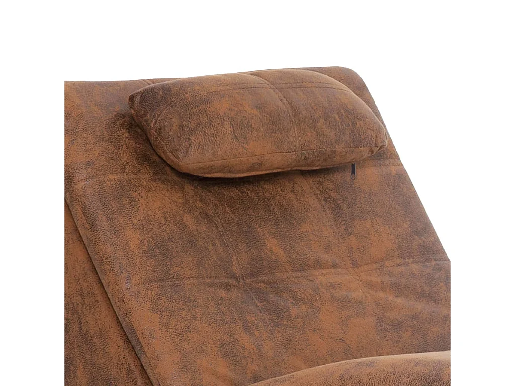 Chaise longue de massage avec oreiller Marron Similicuir daim