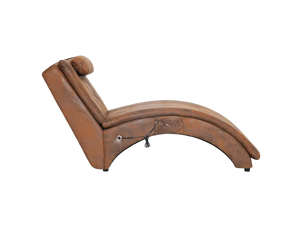 Massage Chaiselongue mit Kissen Braun Wildleder-Optik