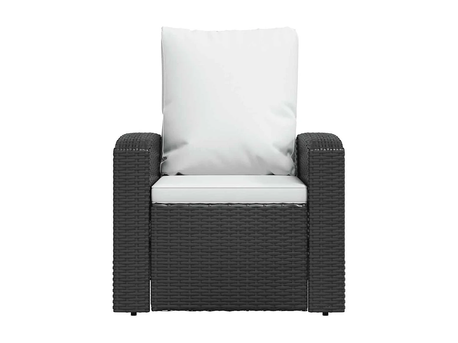 Gartensessel Verstellbar mit Kissen Schwarz Poly Rattan