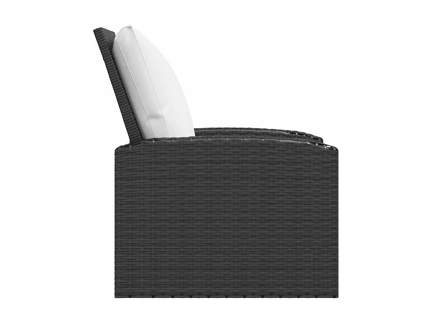 Gartensessel Verstellbar mit Kissen Schwarz Poly Rattan