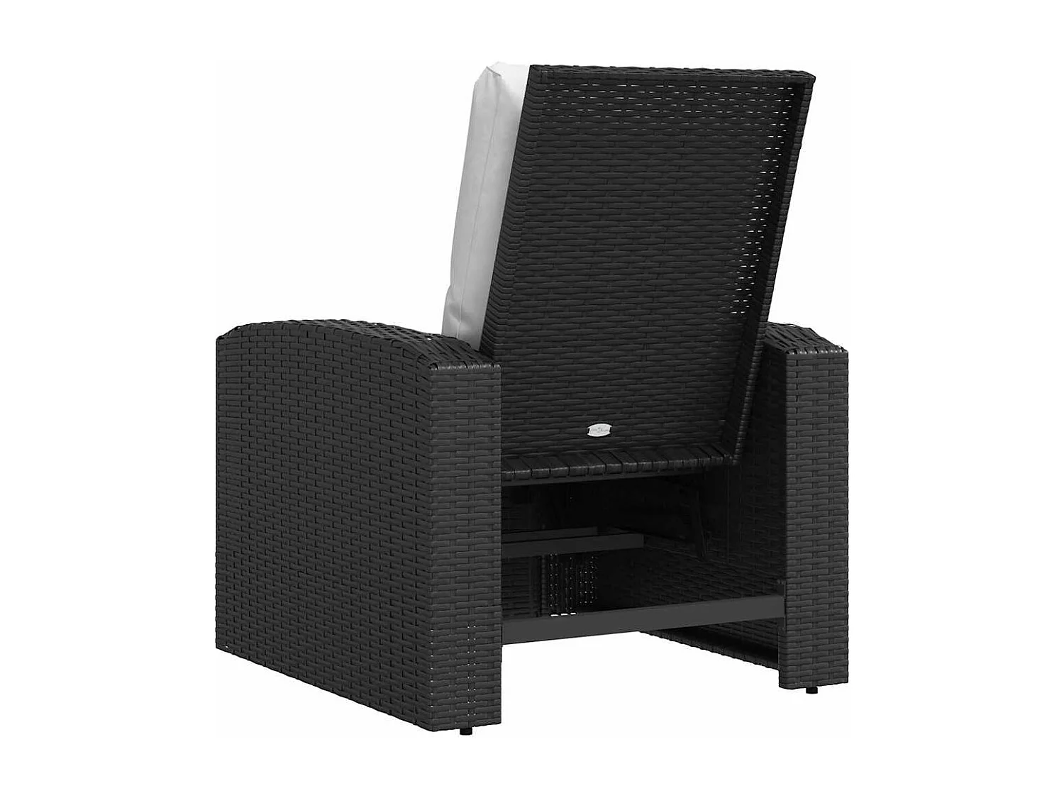 Gartensessel Verstellbar mit Kissen Schwarz Poly Rattan