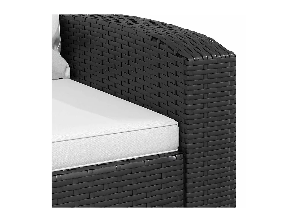 Gartensessel Verstellbar mit Kissen Schwarz Poly Rattan