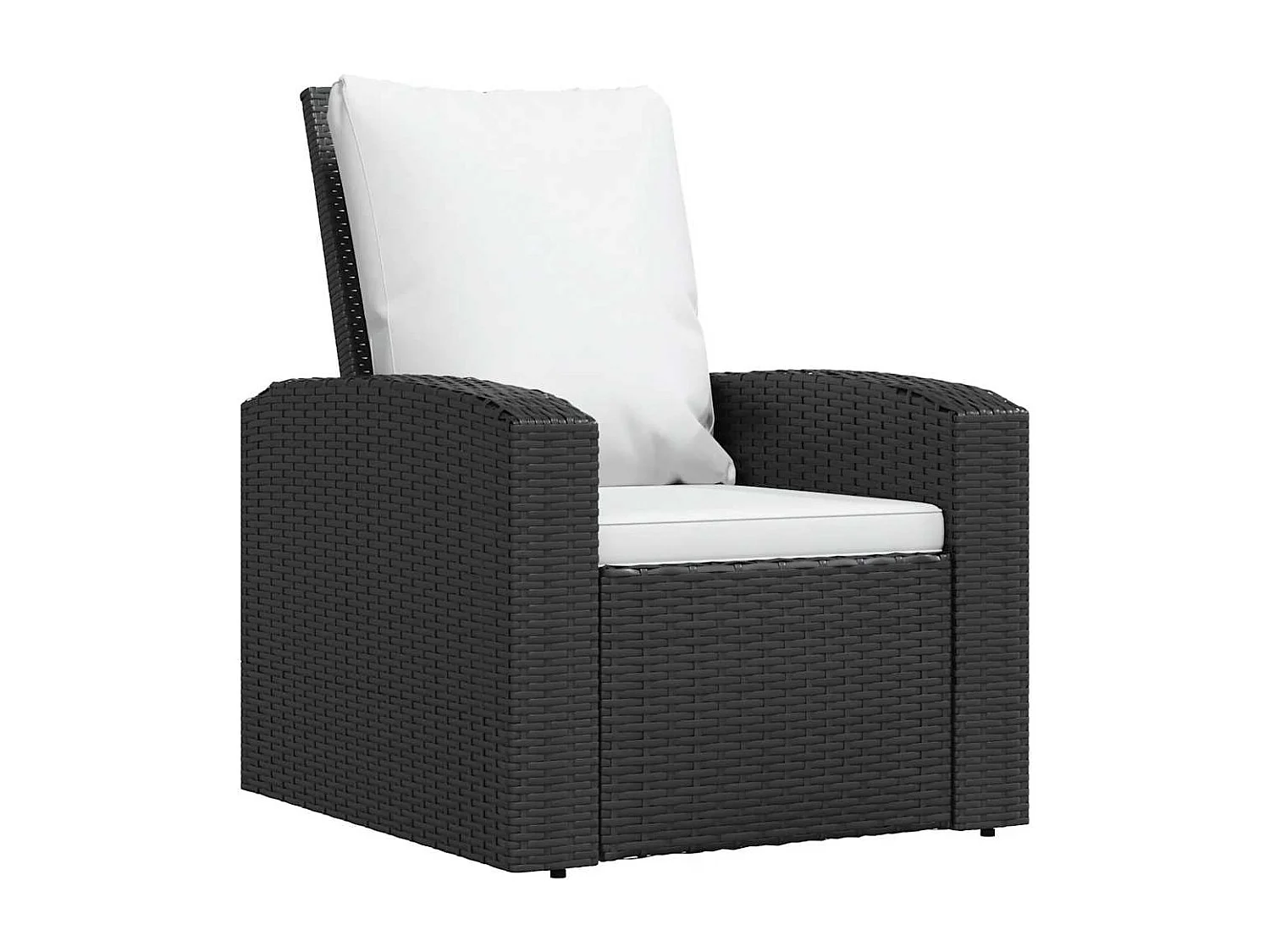 Fauteuil inclinable de jardin avec coussins noir résine tressée