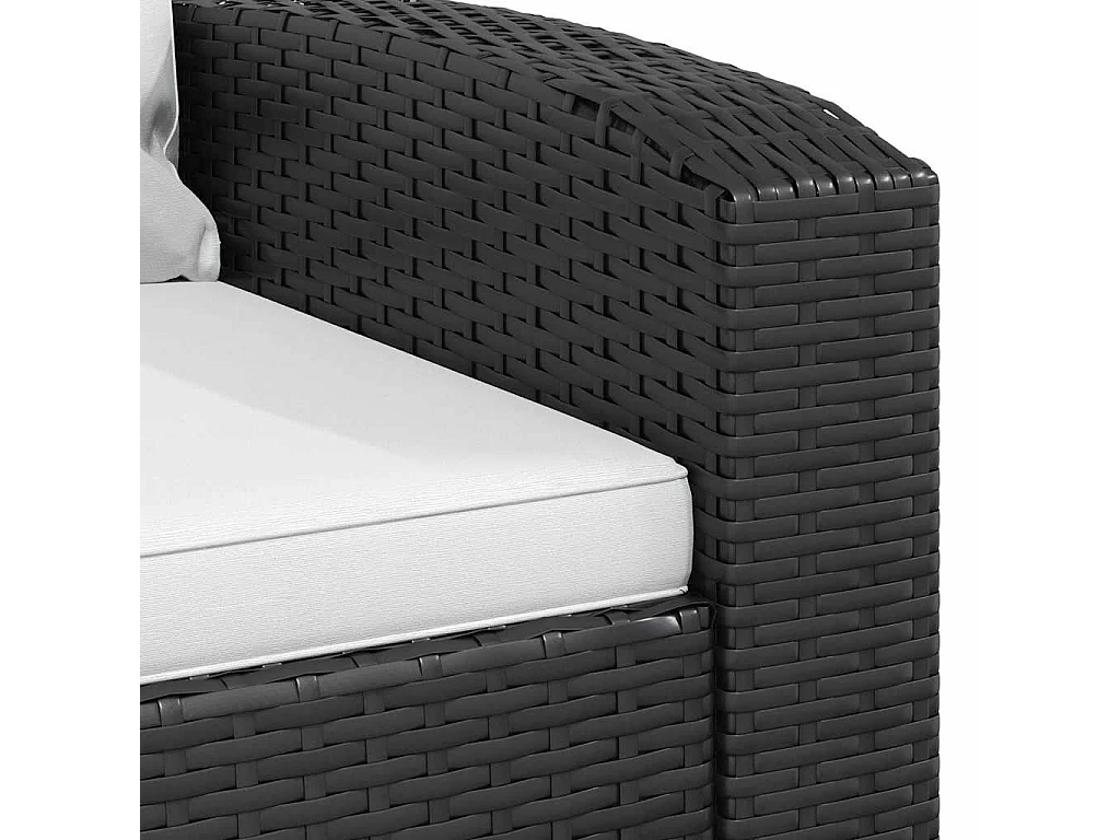 Fauteuil inclinable de jardin avec coussins noir résine tressée