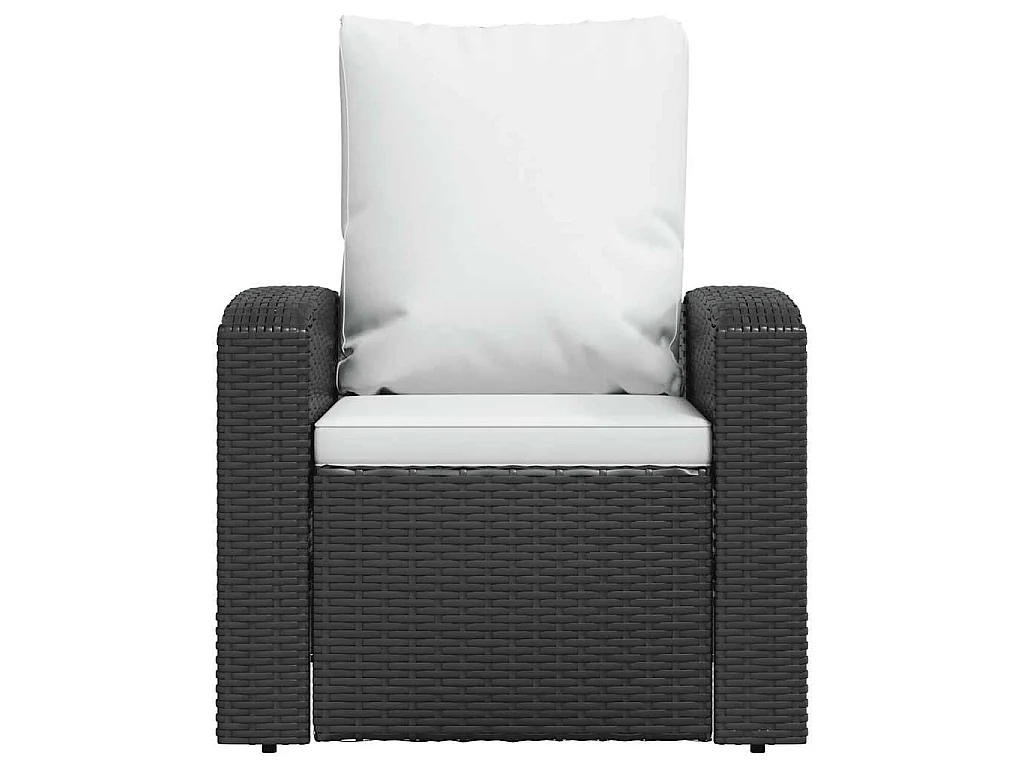 Gartensessel Verstellbar mit Kissen Schwarz Poly Rattan