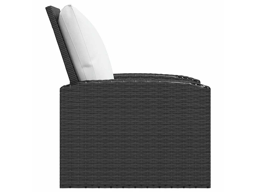 Gartensessel Verstellbar mit Kissen Schwarz Poly Rattan