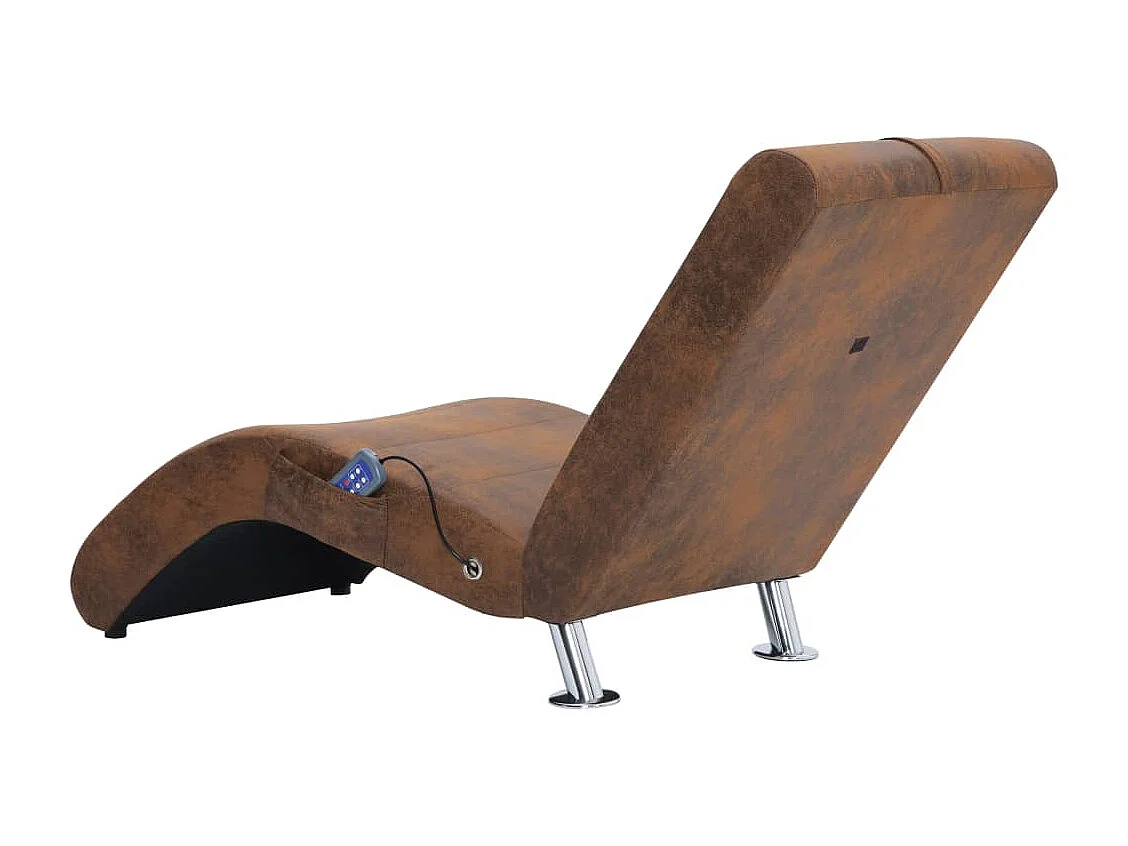 Chaise longue de massage avec oreiller Marron Similicuir daim