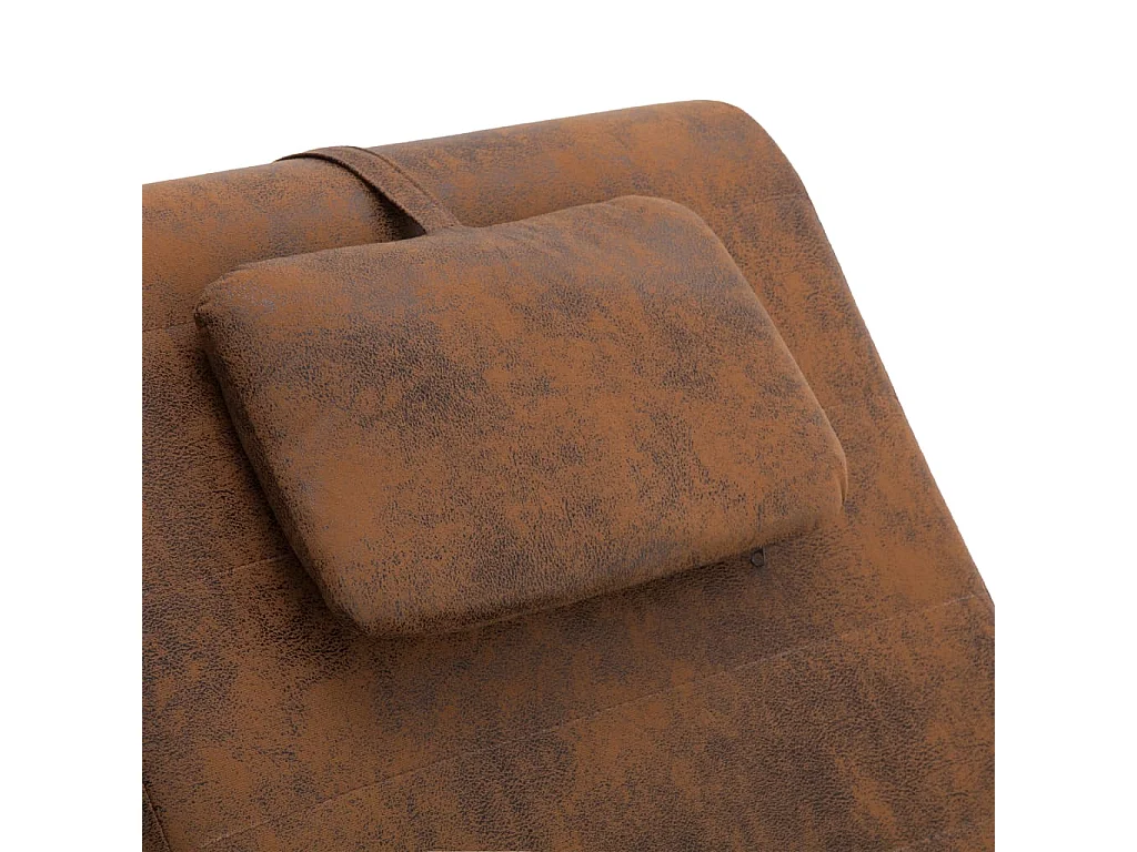Chaise longue de massage avec oreiller Marron Similicuir daim