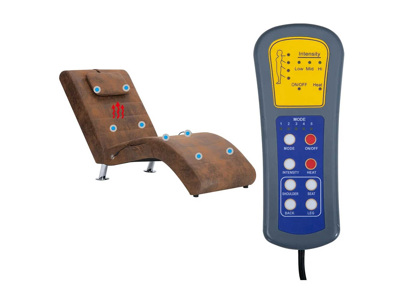 Chaise longue de massage avec oreiller Marron Similicuir daim