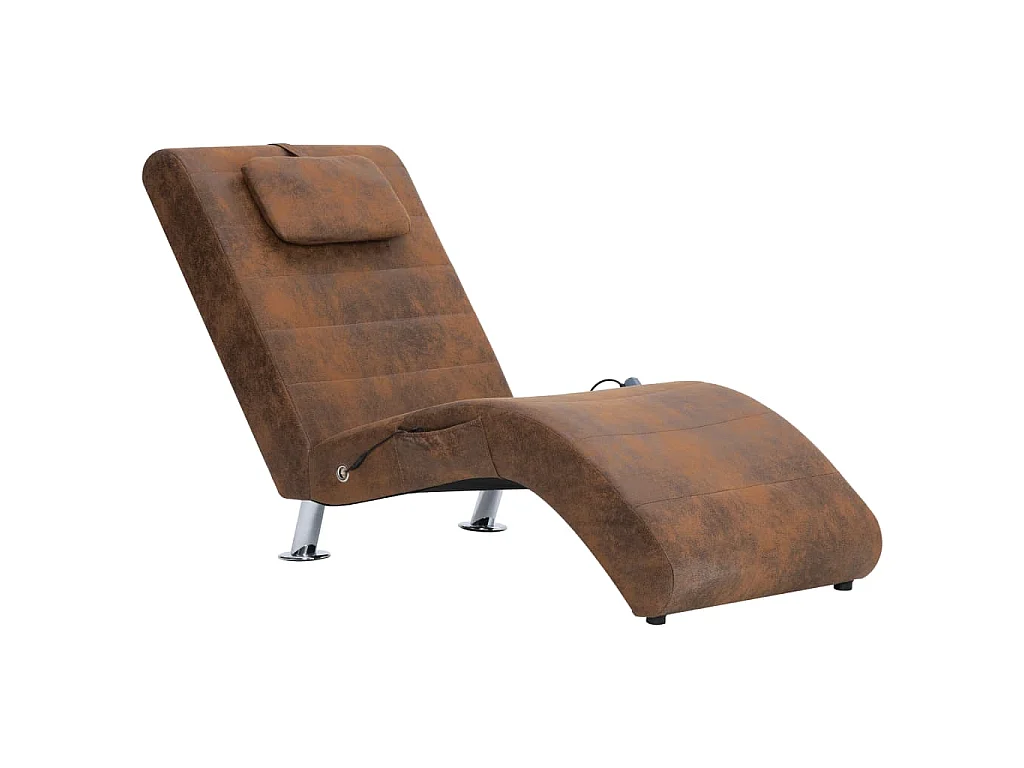 Massage Chaiselongue mit Kissen Braun Wildleder-Optik