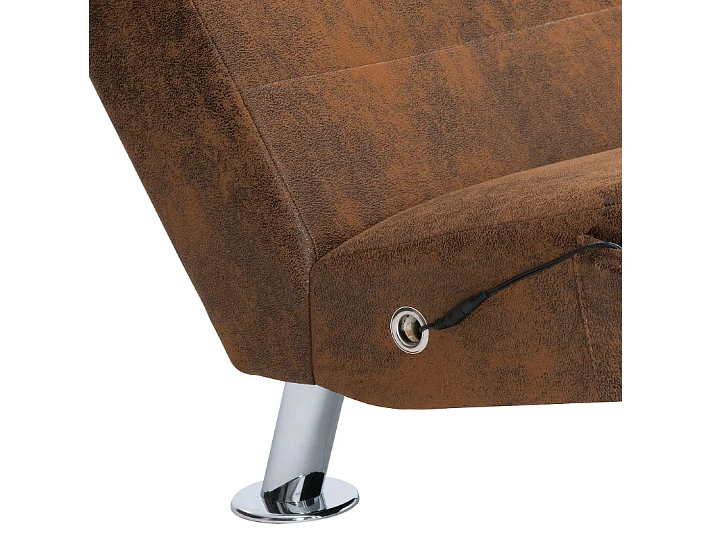 Massage Chaiselongue mit Kissen Braun Wildleder-Optik