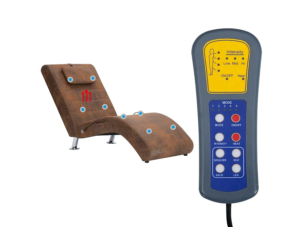 Chaise longue de massage avec oreiller Marron Similicuir daim