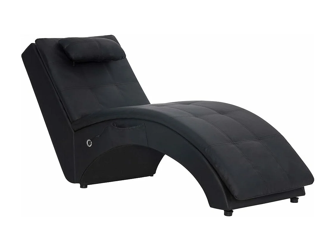 Massage Chaiselongue mit Kissen Schwarz Kunstleder