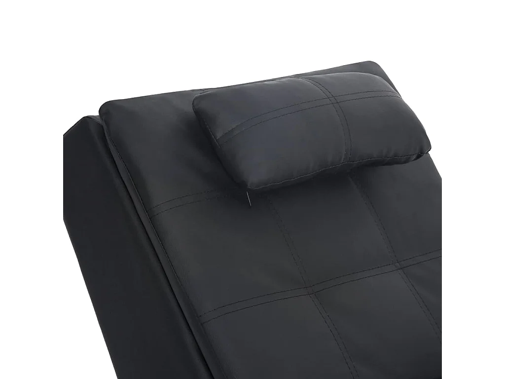Massage Chaiselongue mit Kissen Schwarz Kunstleder