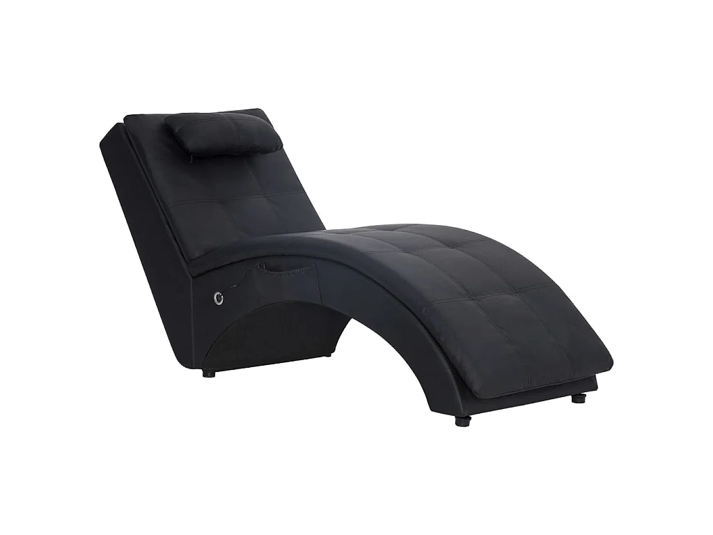 Chaise longue de massagem c/ almofada couro artificial preto