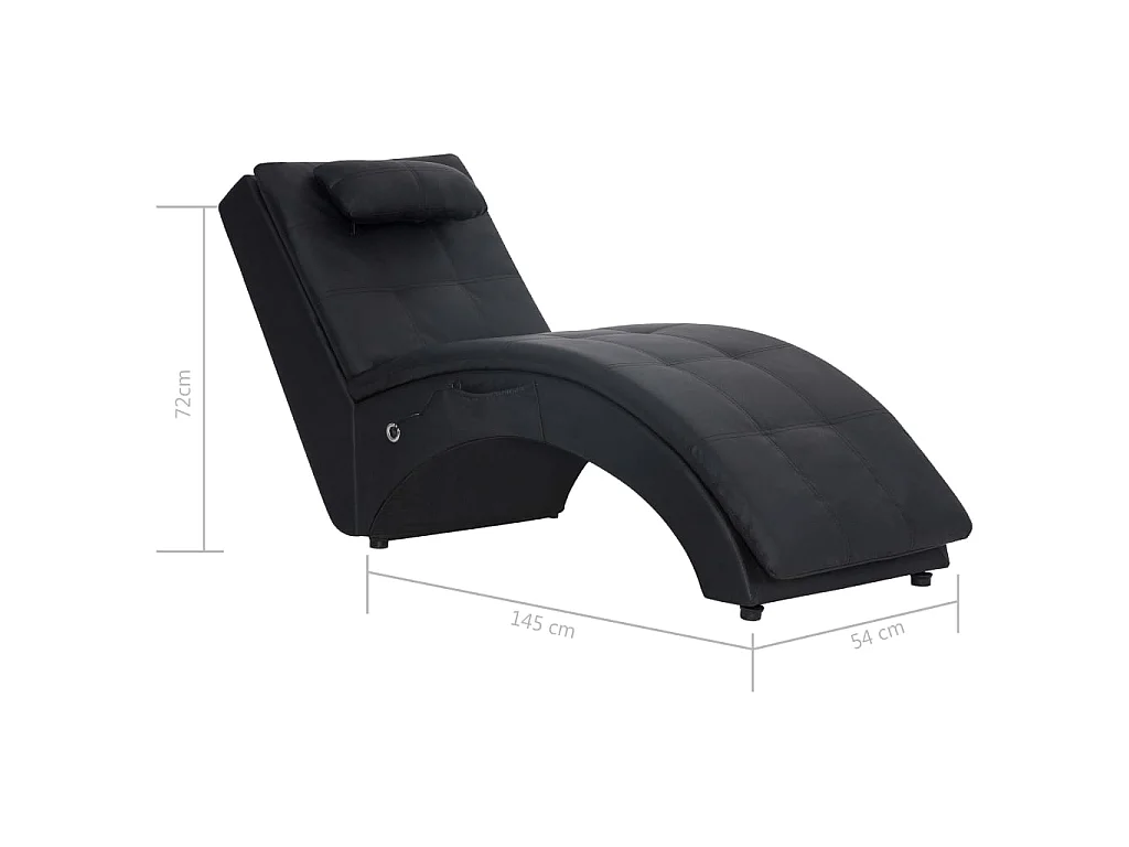 Chaise longue de massagem c/ almofada couro artificial preto