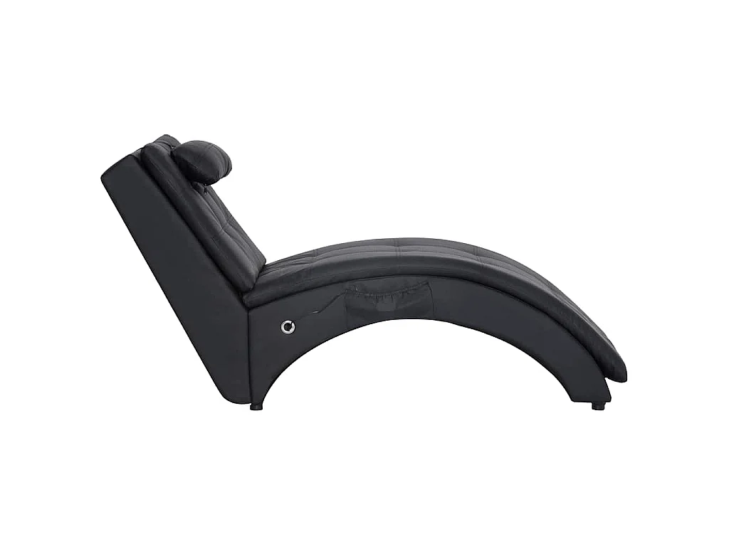 Chaise longue de massage avec oreiller Noir Similicuir