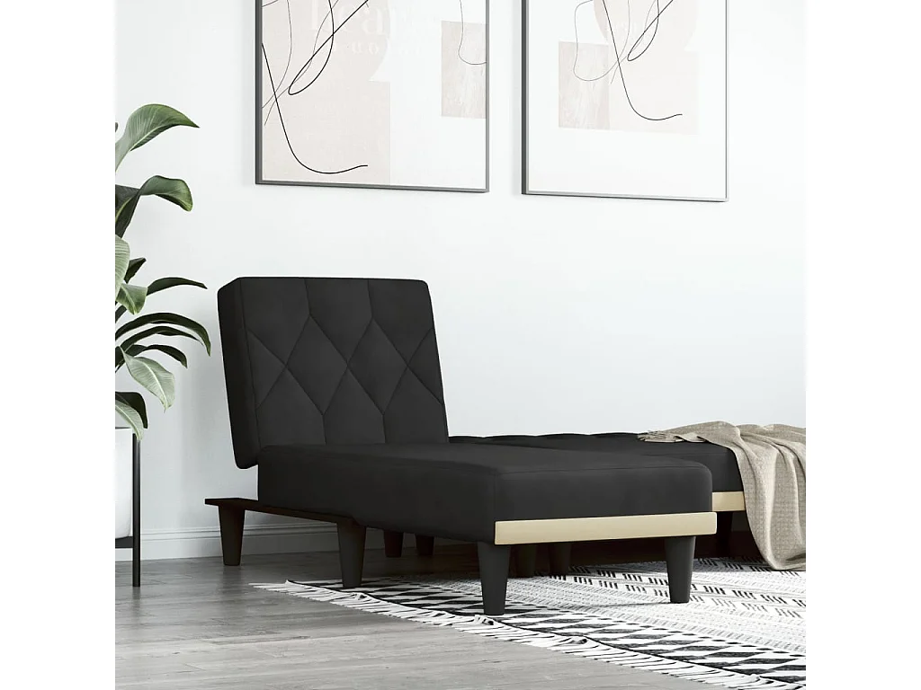 Chaise longue noir velours
