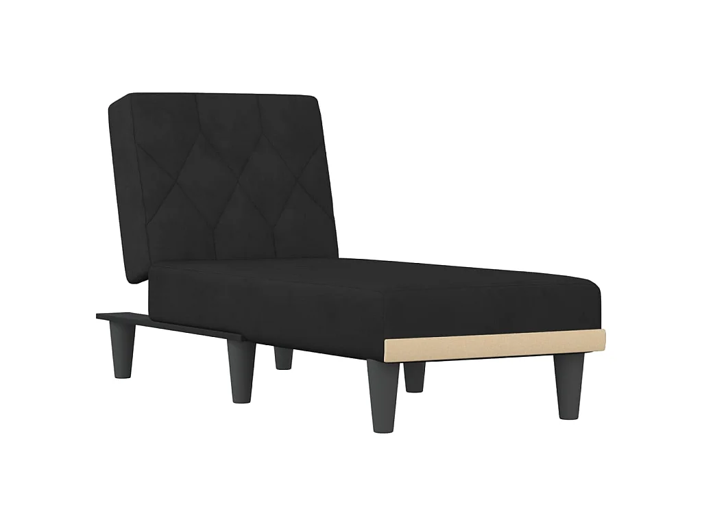 Chaise longue fluweel zwart