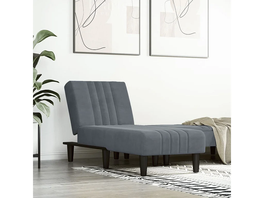 Chaise longue gris foncé velours