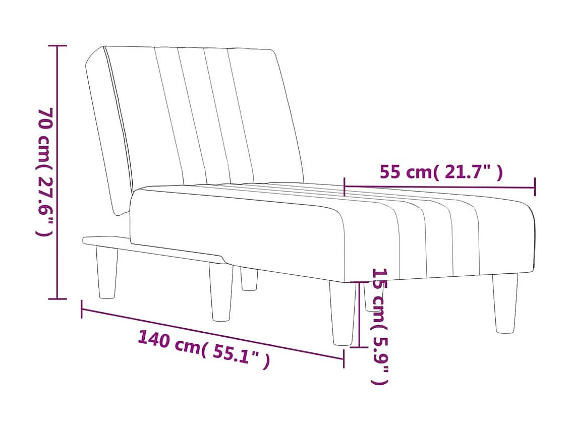 Chaise longue gris foncé velours
