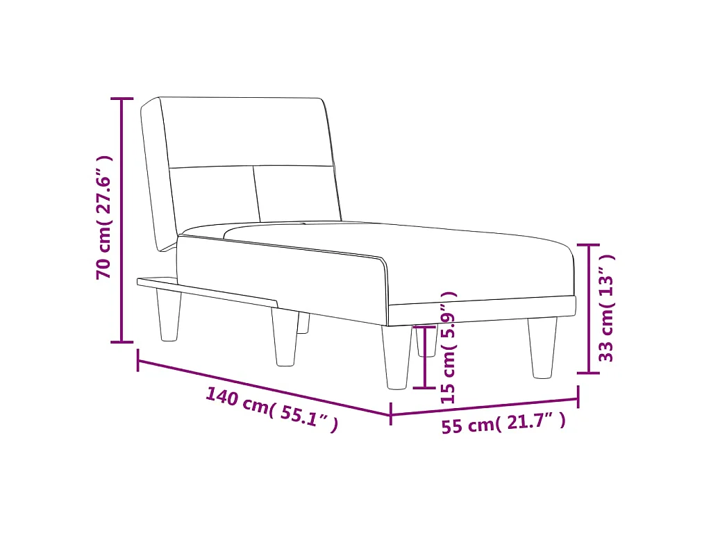 Chaise longue gris foncé tissu