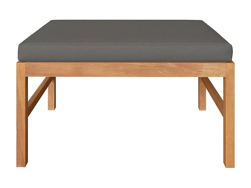 Poggiapiedi con Cuscino Grigio Scuro in Legno Massello di Teak