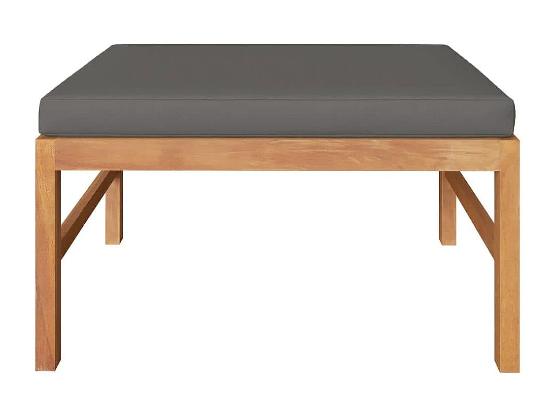 Fußhocker mit Dunkelgrauer Auflage Massivholz Teak