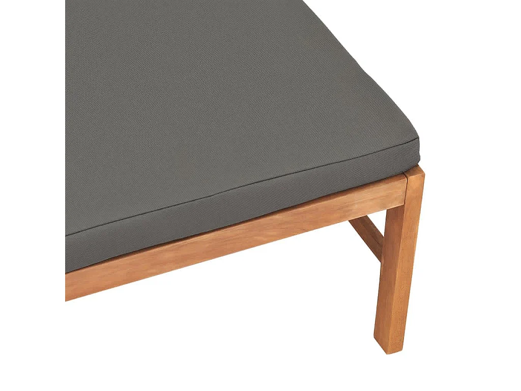 Fußhocker mit Dunkelgrauer Auflage Massivholz Teak