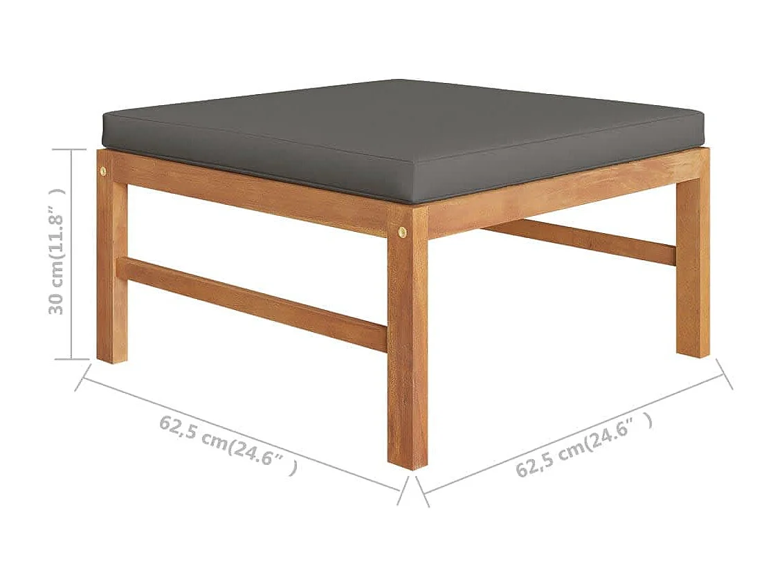 Fußhocker mit Dunkelgrauer Auflage Massivholz Teak