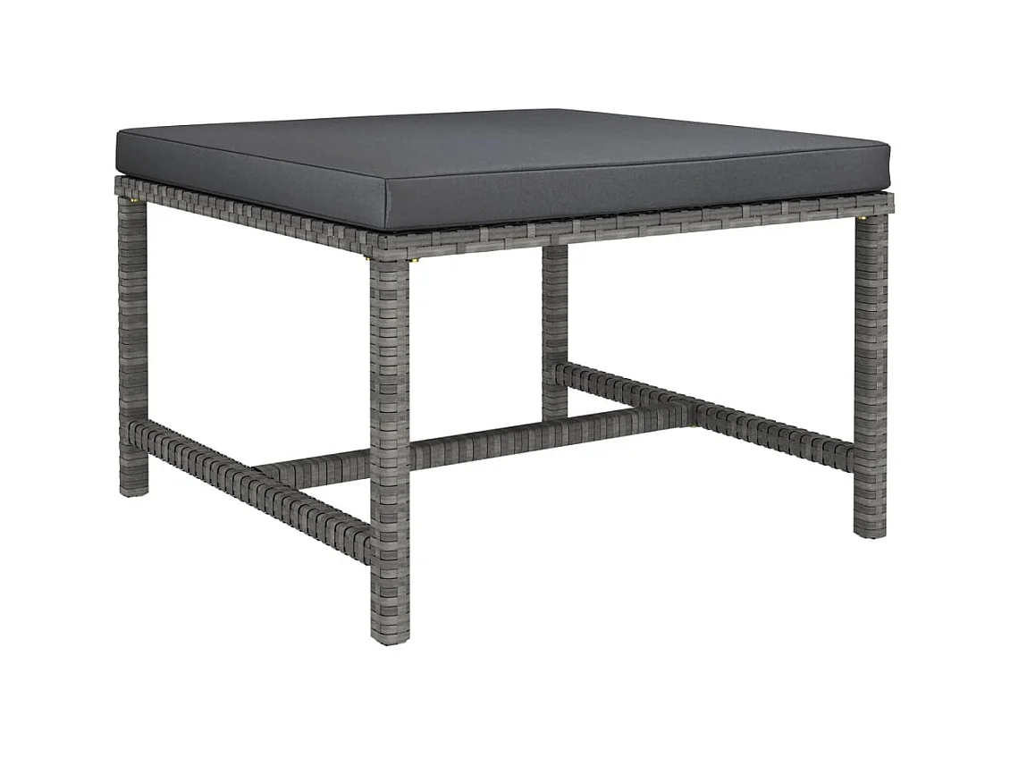 Salon de jardin 3 pcs avec coussins Gris Résine tressée