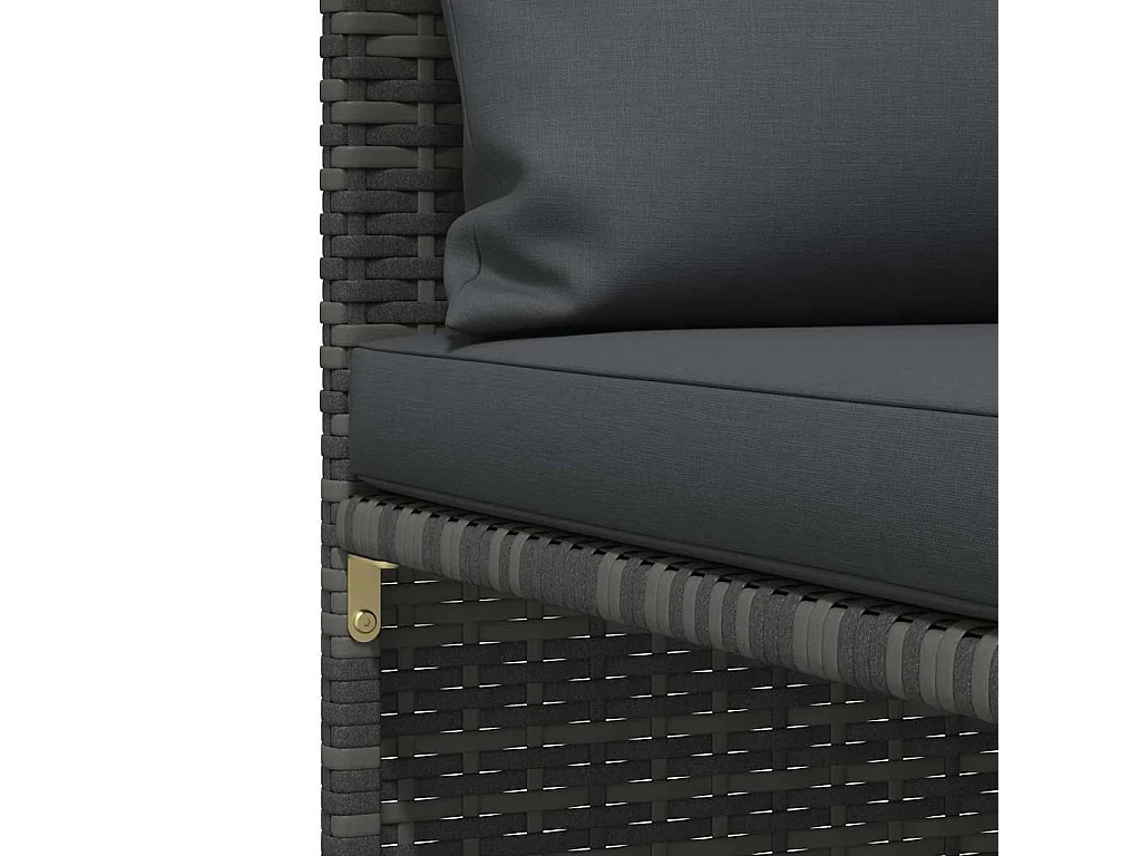 Salon de jardin 3 pcs avec coussins Gris Résine tressée