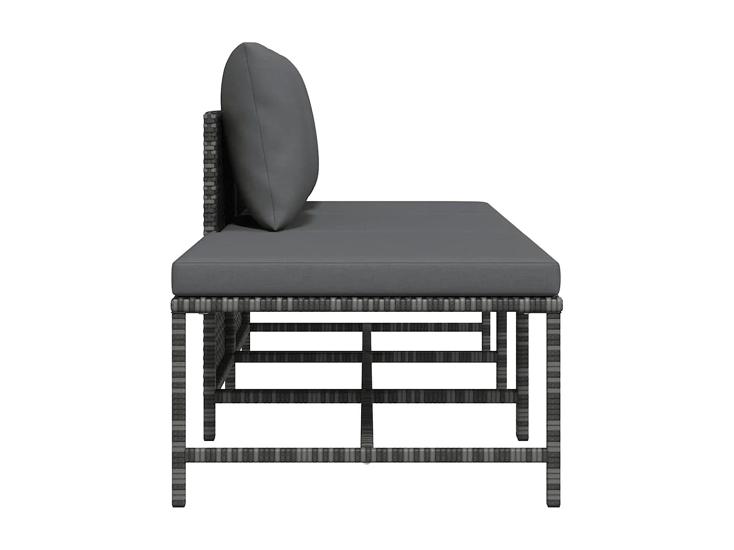 3-tlg. Garten-Sofagarnitur mit Kissen Grau Poly Rattan