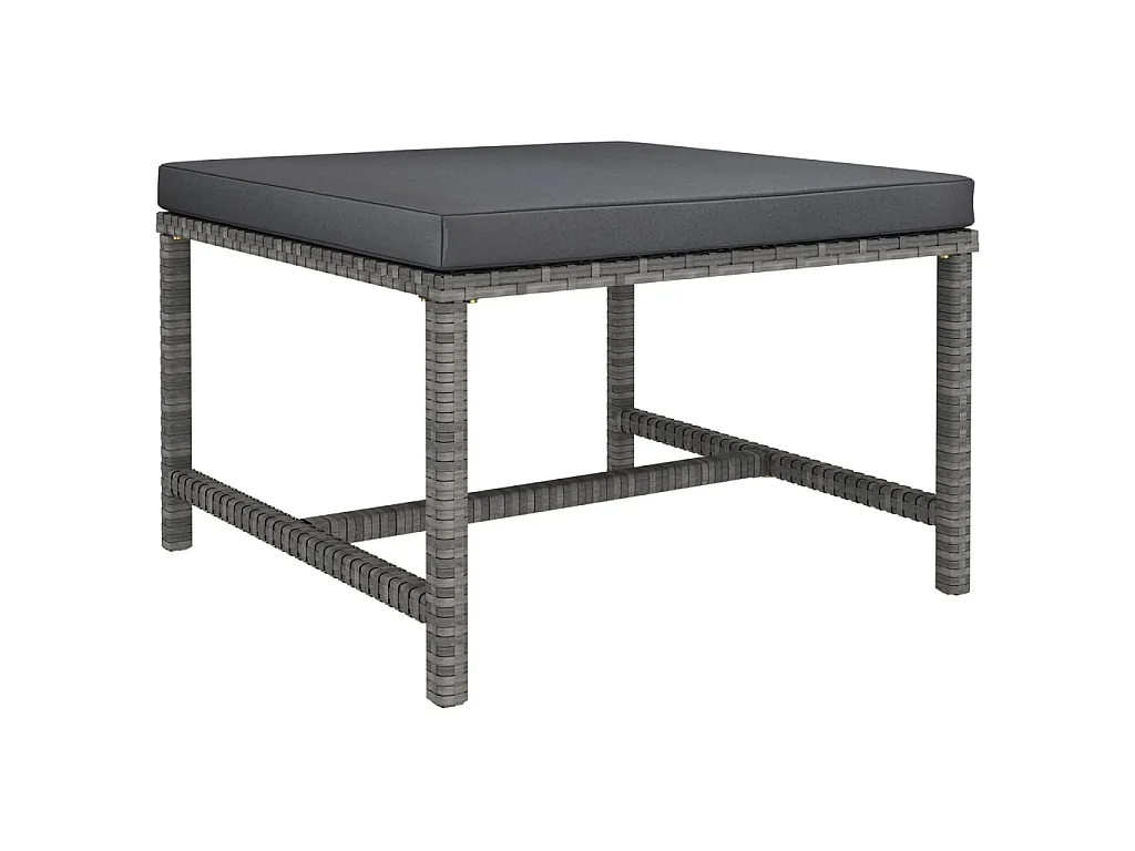 Salon de jardin 3 pcs avec coussins Gris Résine tressée