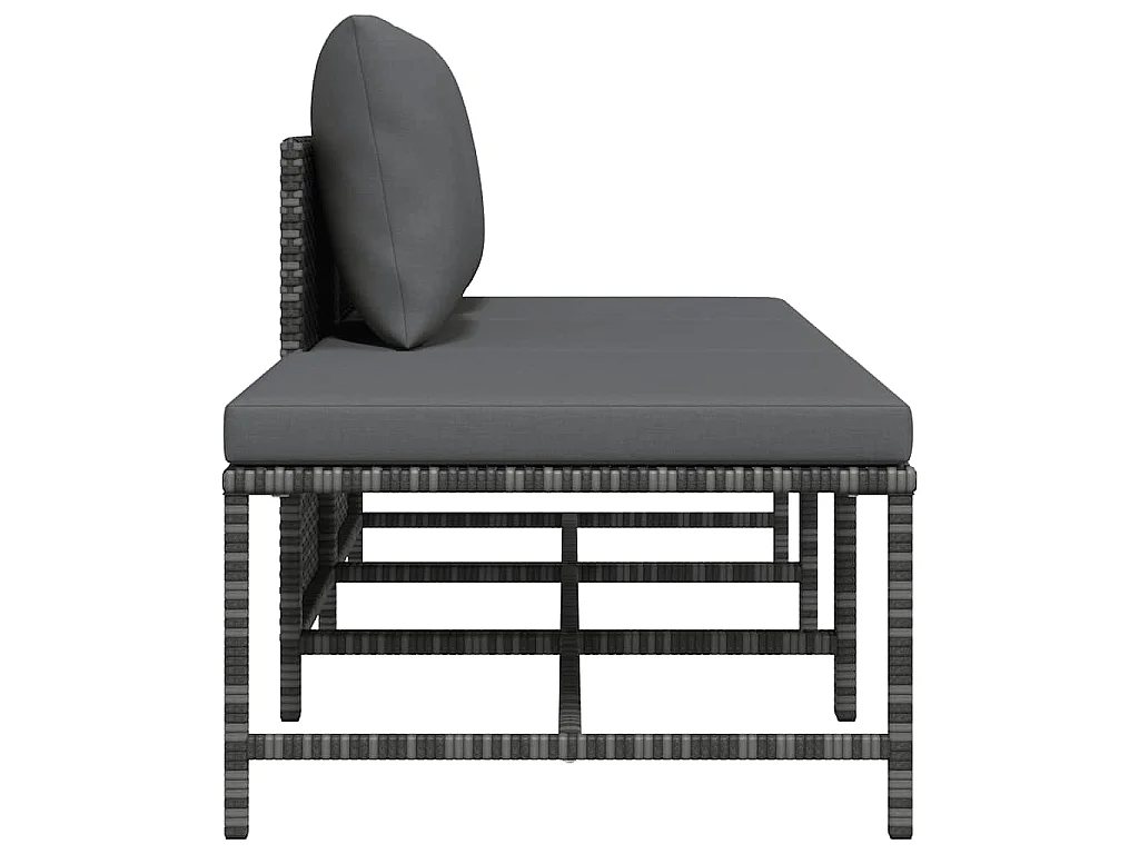 Salon de jardin 3 pcs avec coussins Gris Résine tressée