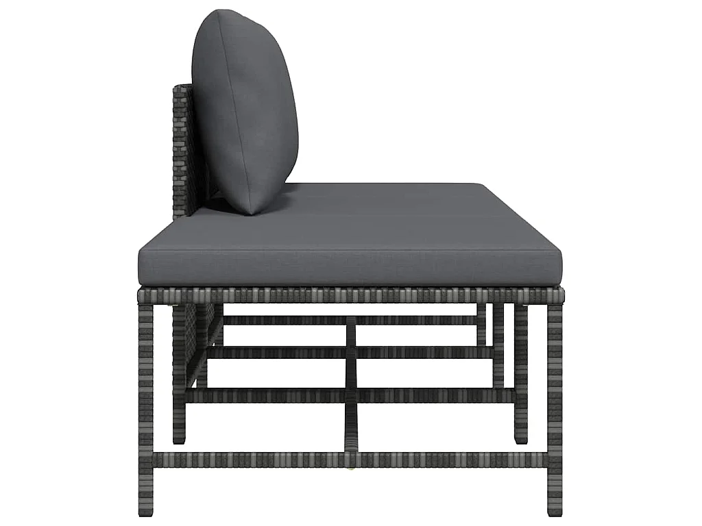 Salon de jardin 3 pcs avec coussins Gris Résine tressée