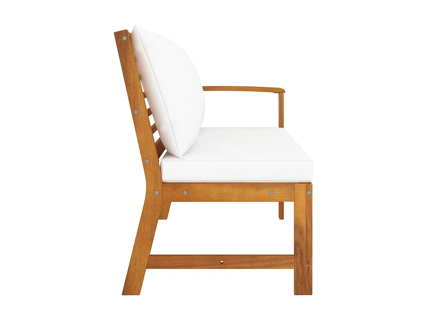 Banc de jardin 114,5 cm avec coussin crème Bois solide d'acacia