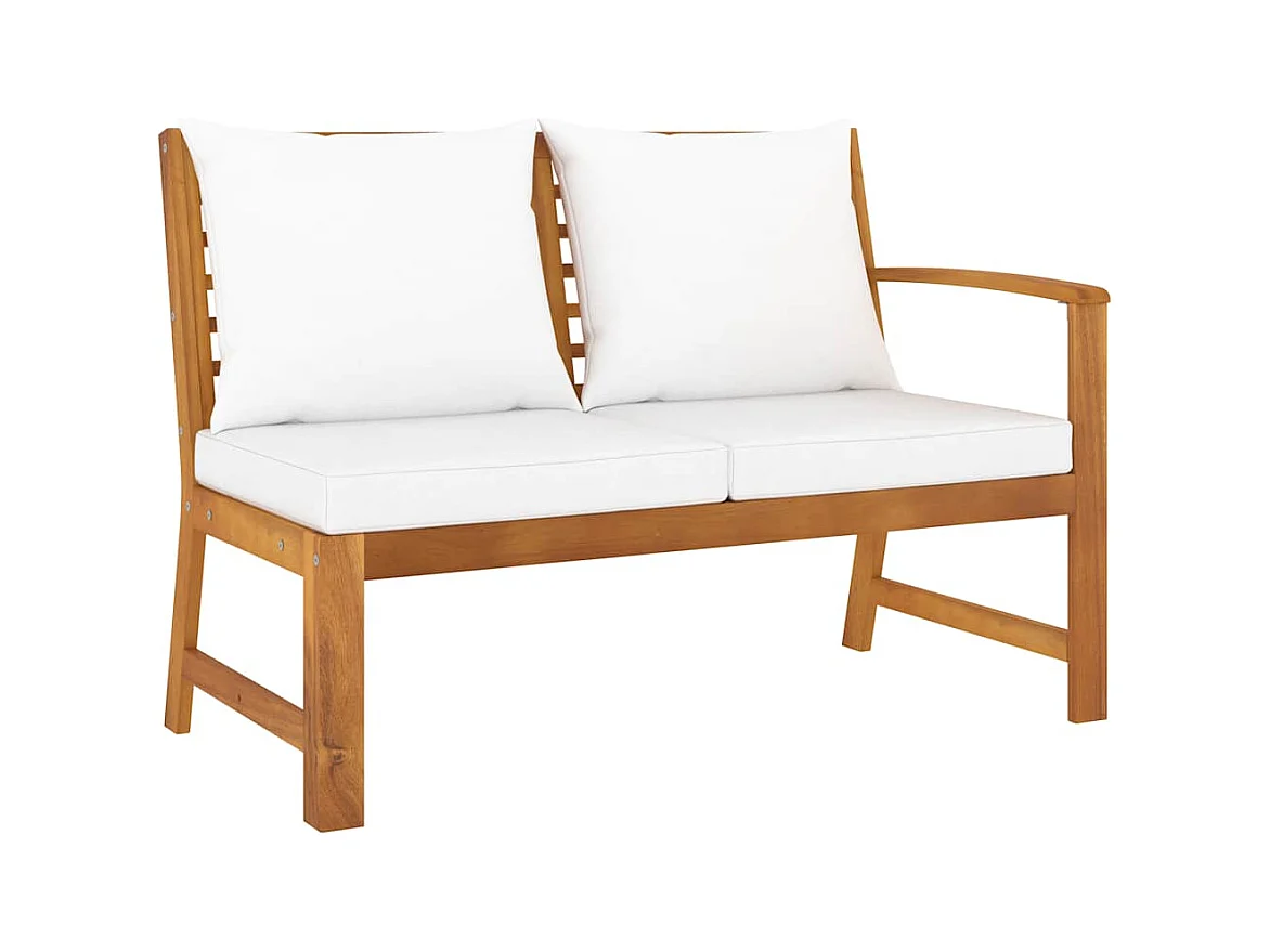 Banc de jardin 114,5 cm avec coussin crème Bois solide d'acacia