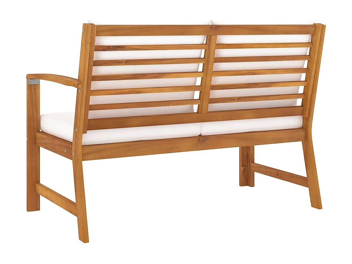 Banco de jardim 114,5 cm com almofadão cor creme acácia maciça
