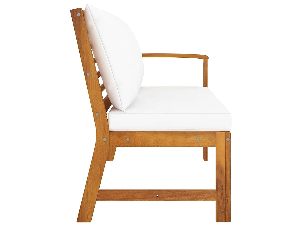 Gartenbank 114,5 cm mit Creme Kissen Massivholz Akazie