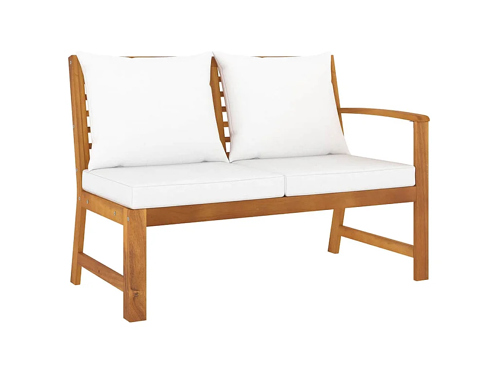 Panca da Giardino 114,5 cm con Cuscino Crema Massello di Acacia