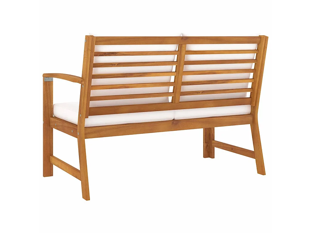 Panca da Giardino 114,5 cm con Cuscino Crema Massello di Acacia