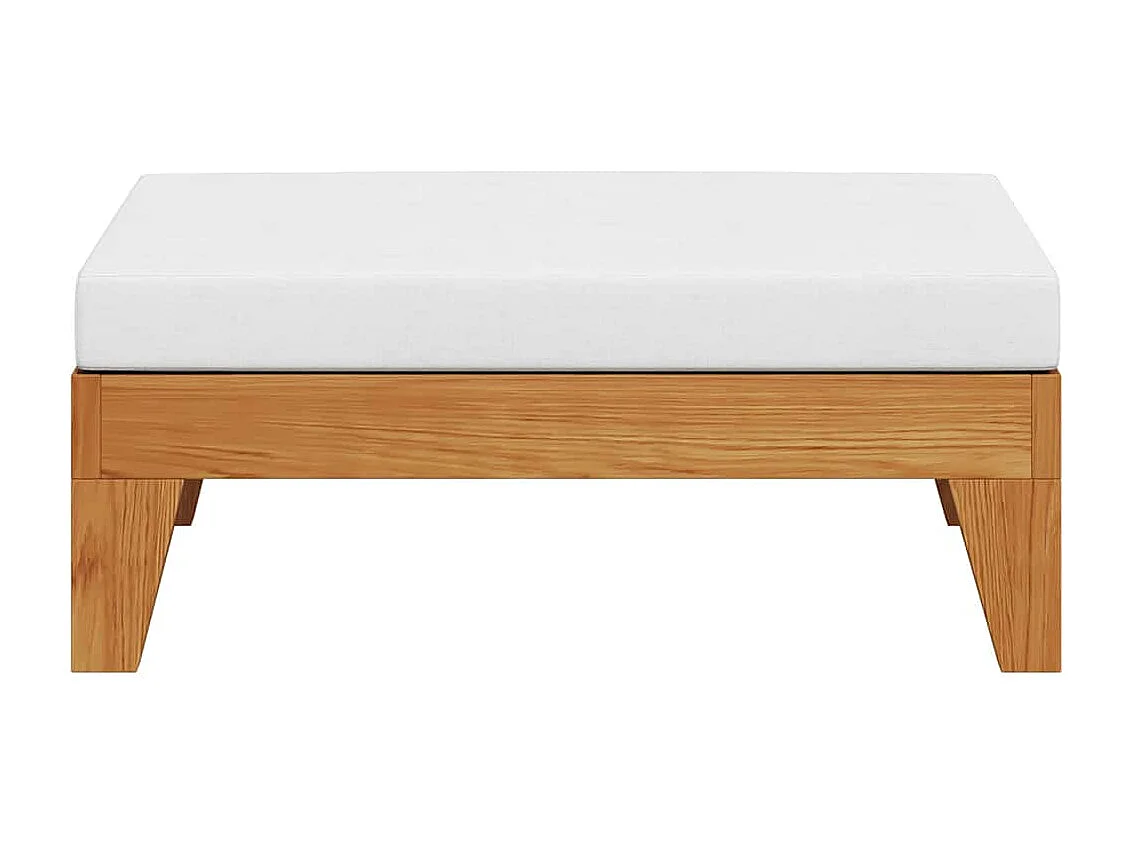 Repose-pied sectionnel avec coussin blanc crème Bois d'acacia