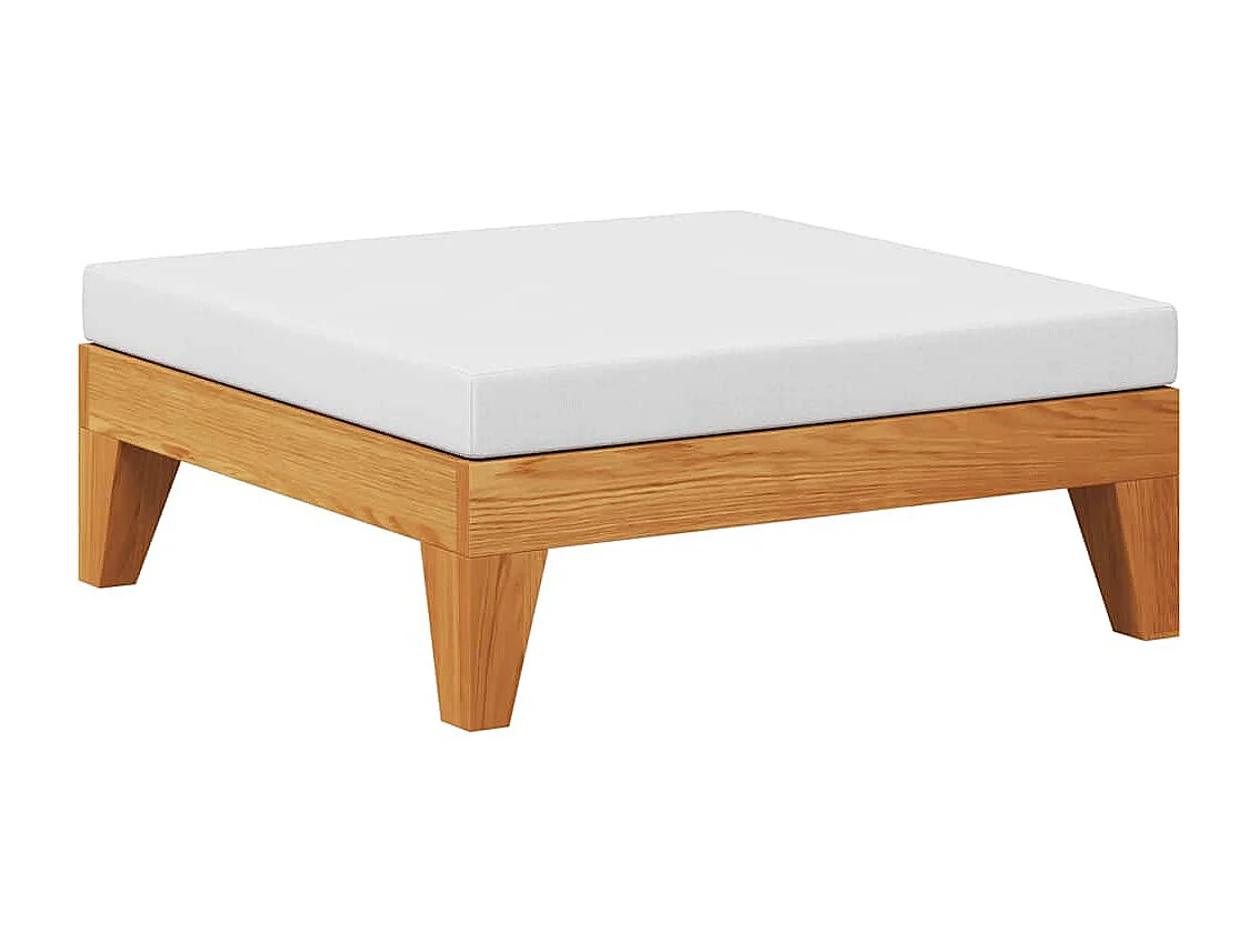 Repose-pied sectionnel avec coussin blanc crème Bois d'acacia