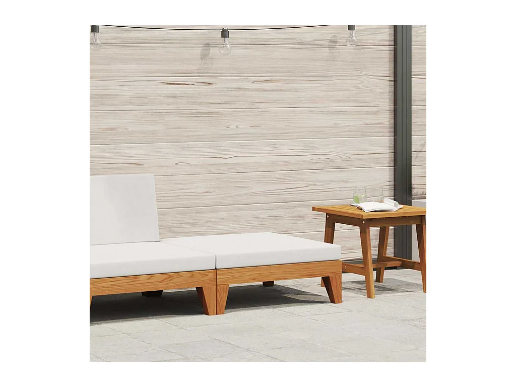 Repose-pied sectionnel avec coussin blanc crème Bois d'acacia