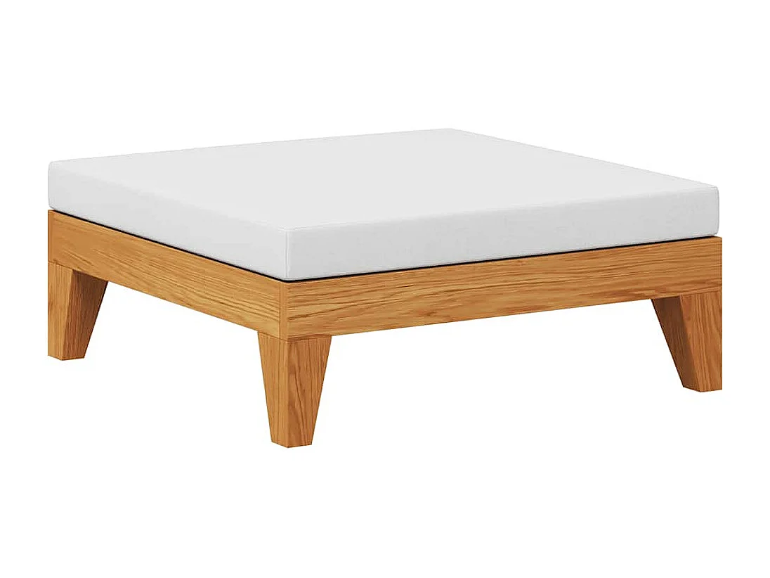 Modular-Fußhocker mit Cremeweißen Kissen Akazie Massivholz