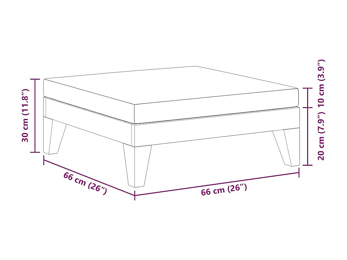 Modular-Fußhocker mit Cremeweißen Kissen Akazie Massivholz